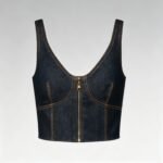 Topstitched Denim Crop Top