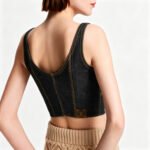 Topstitched Denim Crop Top - Image 3